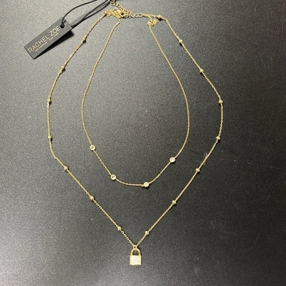 Brand new Rachel Zoe Sterling Silver Gold Tone Double Chain Locket Necklace - Picture 1 of 13